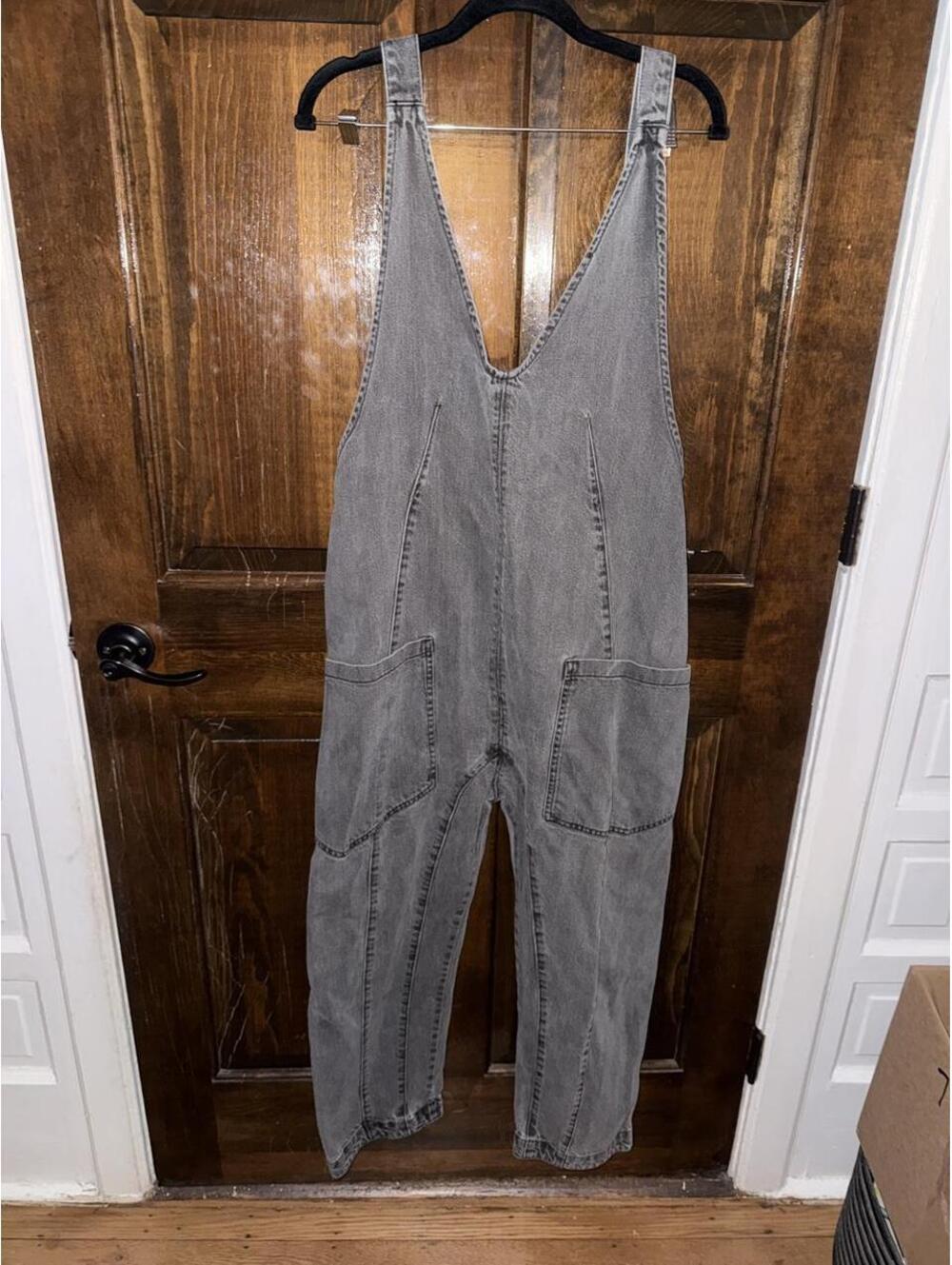 Free people Women's Black High Roller Overall Denim Jumpsuit - Picture 2 of 4